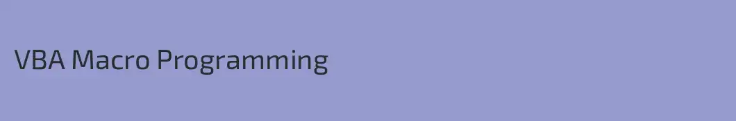 VBA Macro Programming